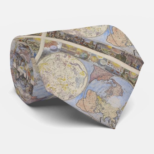 ヴィンテージ旧世界地図タイル状の地理パターン ネクタイ (ロール)