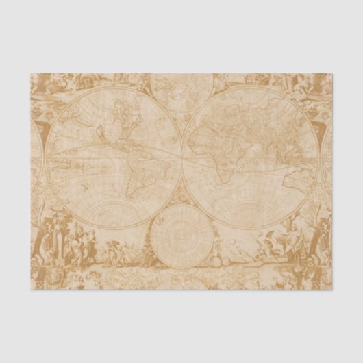 ヴィンテージ旧世界地図タンデクページ 薄葉紙 (正面)