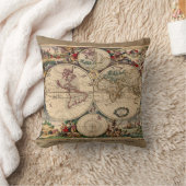 ヴィンテージ旧世界地図デコークッション クッション (ブランケット)