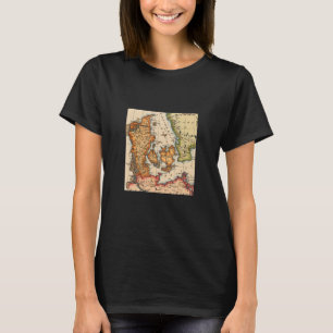 ヴィンテージ旧世界地図デンマーク Tシャツ