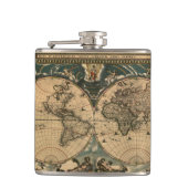 ヴィンテージ旧世界地図ヒストリオーバーデザイン フラスク (正面)