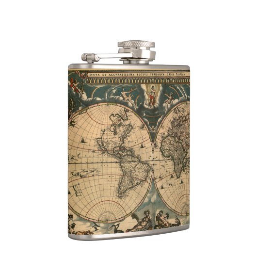 ヴィンテージ旧世界地図ヒストリオーバーデザイン フラスク (右)