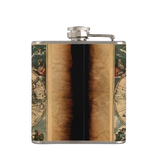 ヴィンテージ旧世界地図ヒストリオーバーデザイン フラスク (裏面)