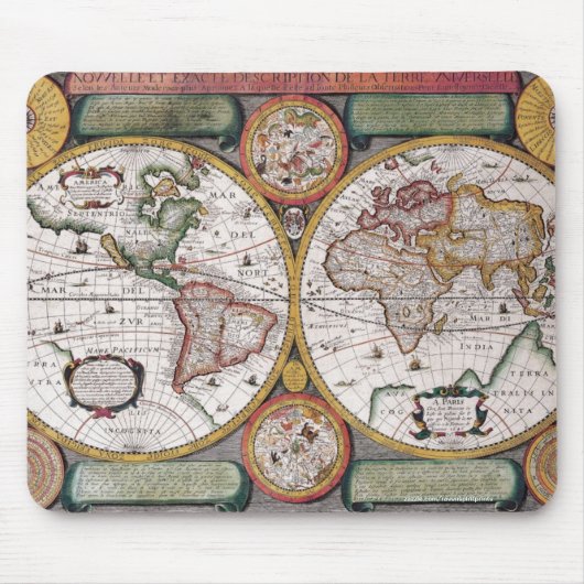 ヴィンテージ旧世界地図ヒストリオーバーデザイン マウスパッド (正面)