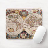 ヴィンテージ旧世界地図ヒストリオーバーデザイン マウスパッド (マウス)
