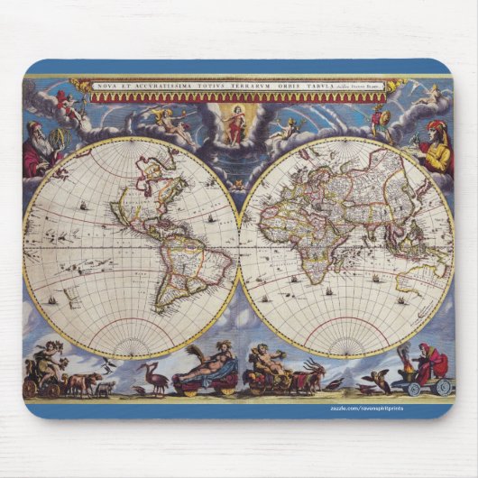 ヴィンテージ旧世界地図ヒストリオーバーデザイン マウスパッド (正面)