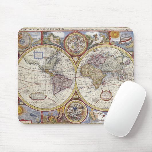 ヴィンテージ旧世界地図ヒストリオーバーデザイン マウスパッド (マウス)