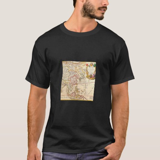 ヴィンテージ旧世界地図東南アジア Tシャツ (正面)