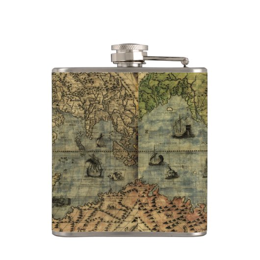 ヴィンテージ旧世界地図歴史愛好家 フラスク (裏面)