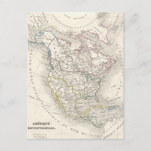 ヴィンテージ旧世界地図 – アメリカ ポストカード (正面)
