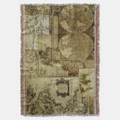 ヴィンテージ旧世界地図 スローブランケット (正面縦)