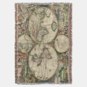 ヴィンテージ旧世界地図 スローブランケット (正面縦)