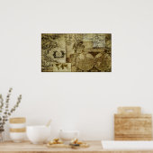 ヴィンテージ旧世界地図 ポスター (キッチン)