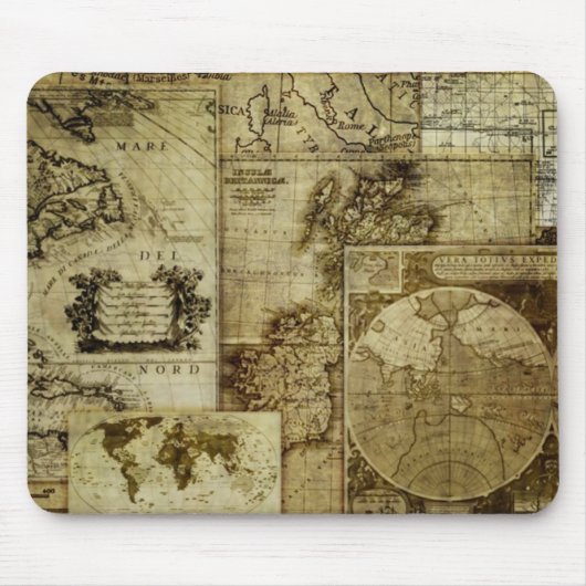 ヴィンテージ旧世界地図 マウスパッド (正面)