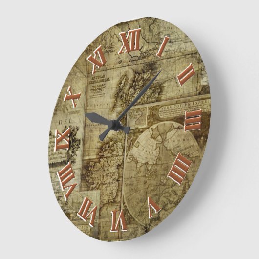 ヴィンテージ旧世界地図 ラージ壁時計 (傾斜)