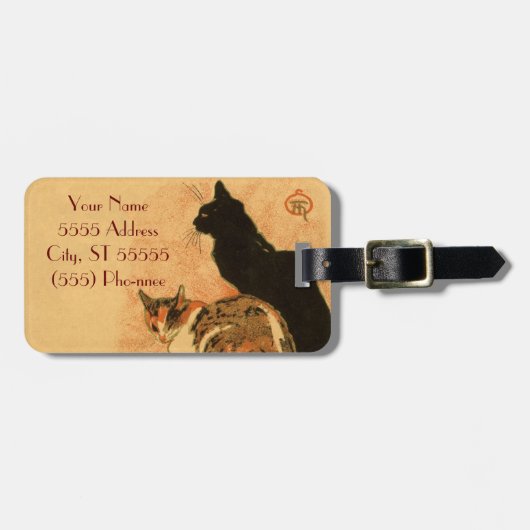 ヴィンテージ旧式な猫のTheophile Steinlen動物 ラゲッジタグ (正面横)