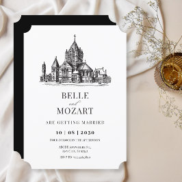 ヴィンテージ旧教会ミニマル結婚リスト 招待状