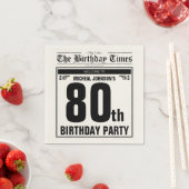 ヴィンテージ旧新聞カスタム第80回バースデーパーティー スタンダードカクテルナプキン (インサイチュ)