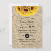ヴィンテージ旧新聞カントリーサンフラワー結婚ズ 招待状 (正面)