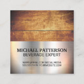 ヴィンテージ旧木材 | 金属シート | バレル スクエア名刺 (裏面)