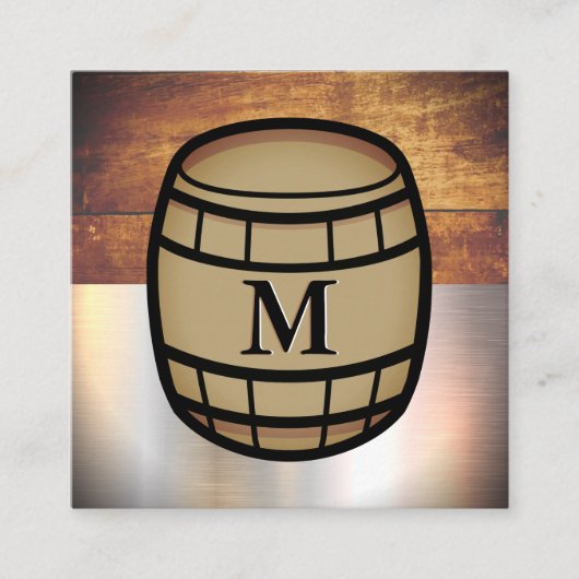 ヴィンテージ旧木材 | 金属シート | バレル スクエア名刺 (正面)