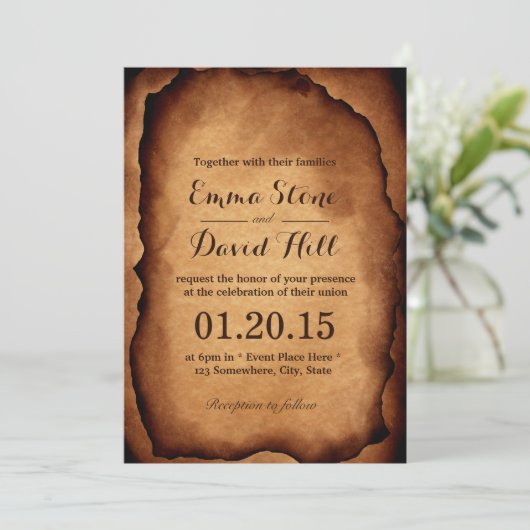 ヴィンテージ旧焼き紙結婚式招待状 招待状 (スタンド正面)