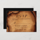 ヴィンテージ旧焼き紙結婚式RSVP 出欠カード (正面/裏面)