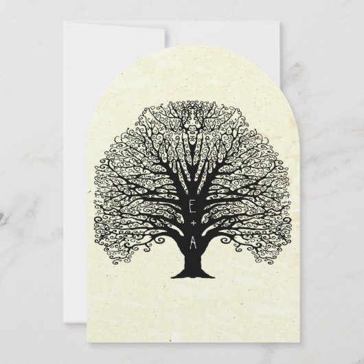 ヴィンテージ旧紙スワールツリー結婚式招待状 招待状 (裏面)