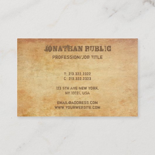 ヴィンテージ旧紙ルック動揺して文字テンプレート 名刺 (裏面)