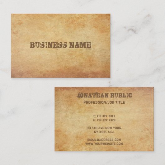 ヴィンテージ旧紙ルック動揺して文字テンプレート 名刺 (正面/裏面)