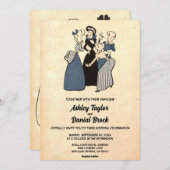 ヴィンテージ旧素朴おもしろい漫画ブックレトロ結婚 招待状 (正面/裏面)