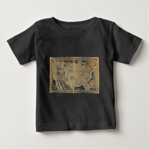 ヴィンテージ旧統一された州米国総合地図 ベビーTシャツ