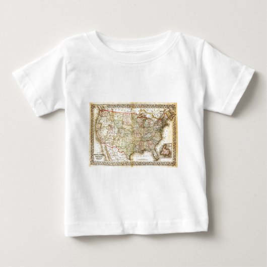 ヴィンテージ旧統一された州米国総合地図 ベビーTシャツ (正面)
