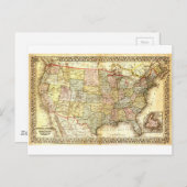 ヴィンテージ旧統一された州米国総合地図 ポストカード (正面/裏面)