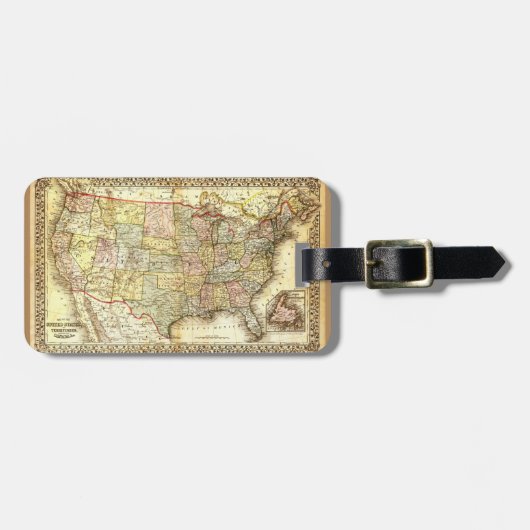 ヴィンテージ旧統一された州米国総合地図 ラゲッジタグ (正面横)
