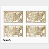 ヴィンテージ旧統一された州米国総合地図 長方形シール (シート)