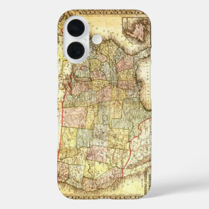 ヴィンテージ旧統一された州米国総合地図 iPhone 16ケース