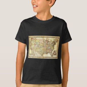 ヴィンテージ旧統一された州米国総合地図 Tシャツ