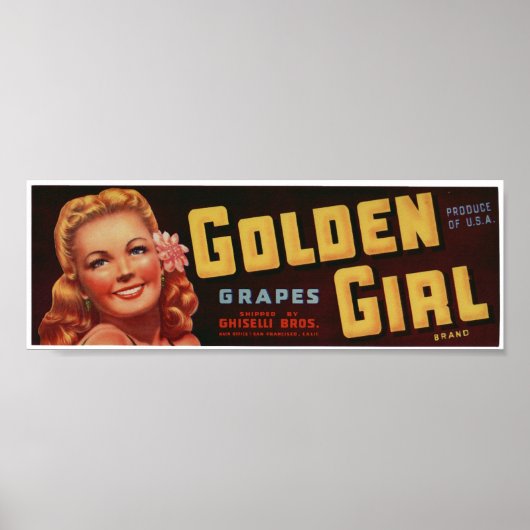 ヴィンテージ旧葡萄フルーツクラートラベル ポスター (正面)