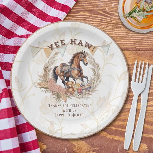 ヴィンテージ旧西ロッキングホース赤ちゃんシャワー ペーパープレート