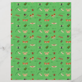 ヴィンテージ昆虫スクラップブック紙セージ緑