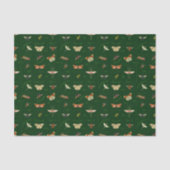 ヴィンテージ昆虫切り離し紙森林緑 薄葉紙 (正面)