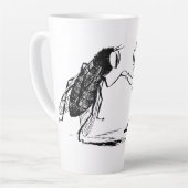 ヴィンテージ昆虫踊り；ブルーボトルフライ カフェラテマグ (左アングル)