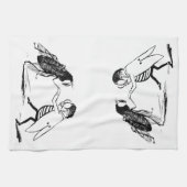 ヴィンテージ昆虫踊り；ブルーボトルフライ キッチンタオル (横)