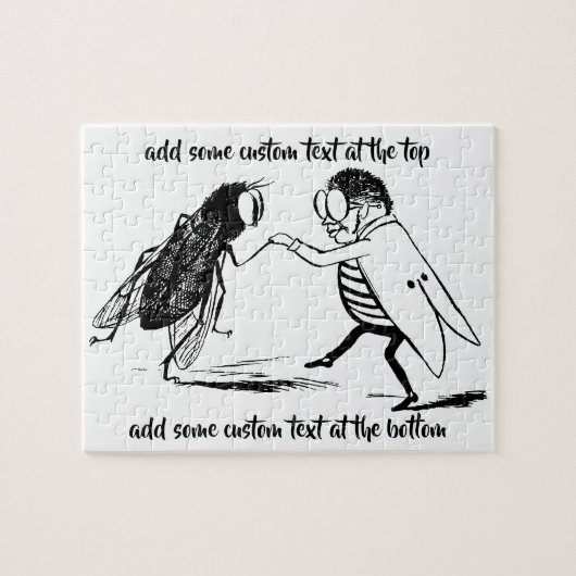 ヴィンテージ昆虫踊り;ブルーボトルフライ ジグソーパズル (横)