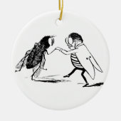 ヴィンテージ昆虫踊り；ブルーボトルフライ セラミックオーナメント (正面)