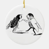 ヴィンテージ昆虫踊り；ブルーボトルフライ セラミックオーナメント (裏面)