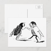 ヴィンテージ昆虫踊り；ブルーボトルフライ ポストカード (正面/裏面)