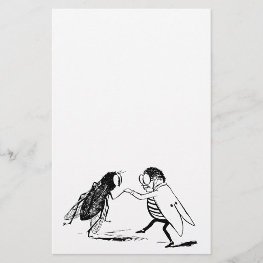 ヴィンテージ昆虫踊り；ブルーボトルフライ 便箋 (正面)