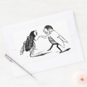 ヴィンテージ昆虫踊り;ブルーボトルフライ 長方形シール (封筒)